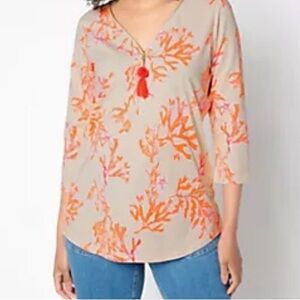 NWOT Primabelle Knit Tassel Zip Top from the Belle by Kim Gravel Collection M